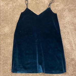 Blue/green velvet slip dress